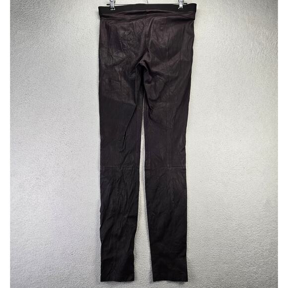 Theory Leggings Womens 8 IMA Maximus Lamb Leather Pants Purple Elastic Waist - Picture 6 of 11